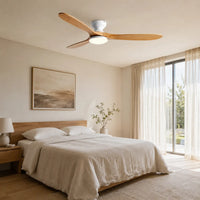 Plafonnier Ventilateur Silencieux Bois Naturel Moderne LED avec éclairage LED intégré
