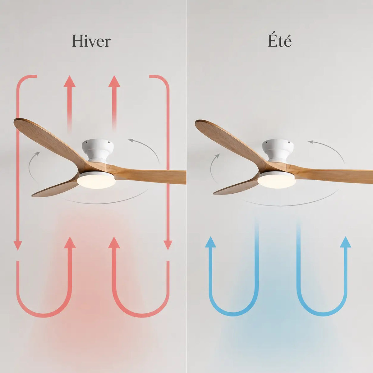 Plafonnier Ventilateur Silencieux Bois Naturel Moderne LED en ambiance