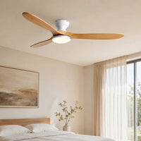 Plafonnier Ventilateur Silencieux Bois Naturel Moderne LED