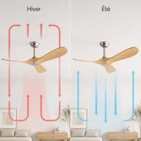 Plafonnier Ventilateur Silencieux Bois Clair Vintage en ambiance