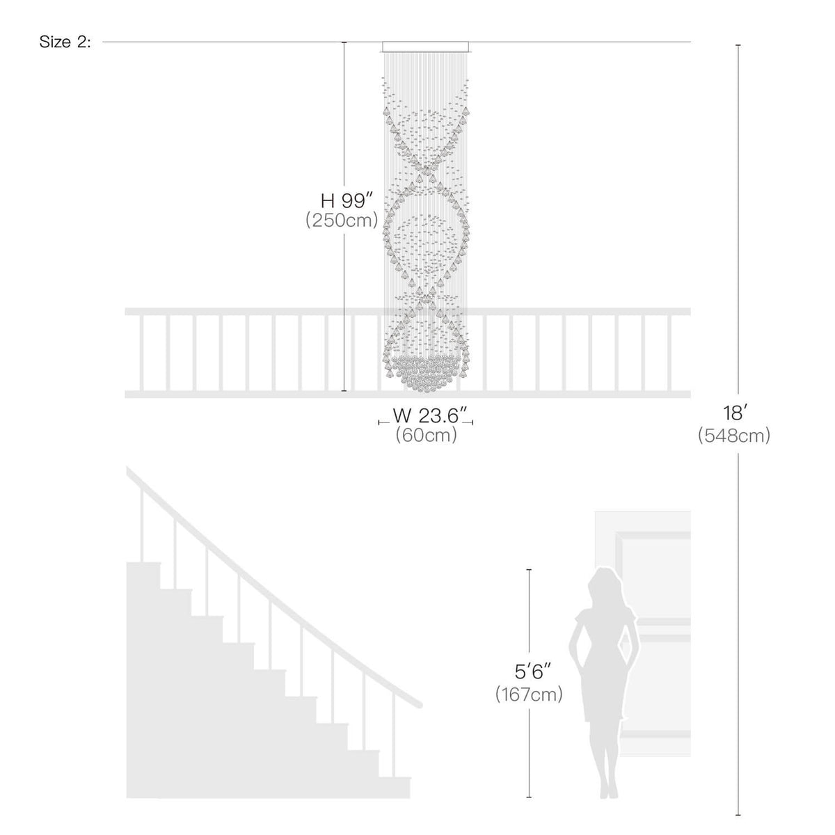Lustre Spirale Cristal Escalier - Lumio