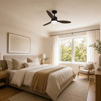 Plafonnier Ventilateur Silencieux Design Épuré LED coloris noyer