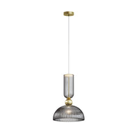 Suspension dôme en verre strié orange pour une ambiance chaleureuse, vue 10
