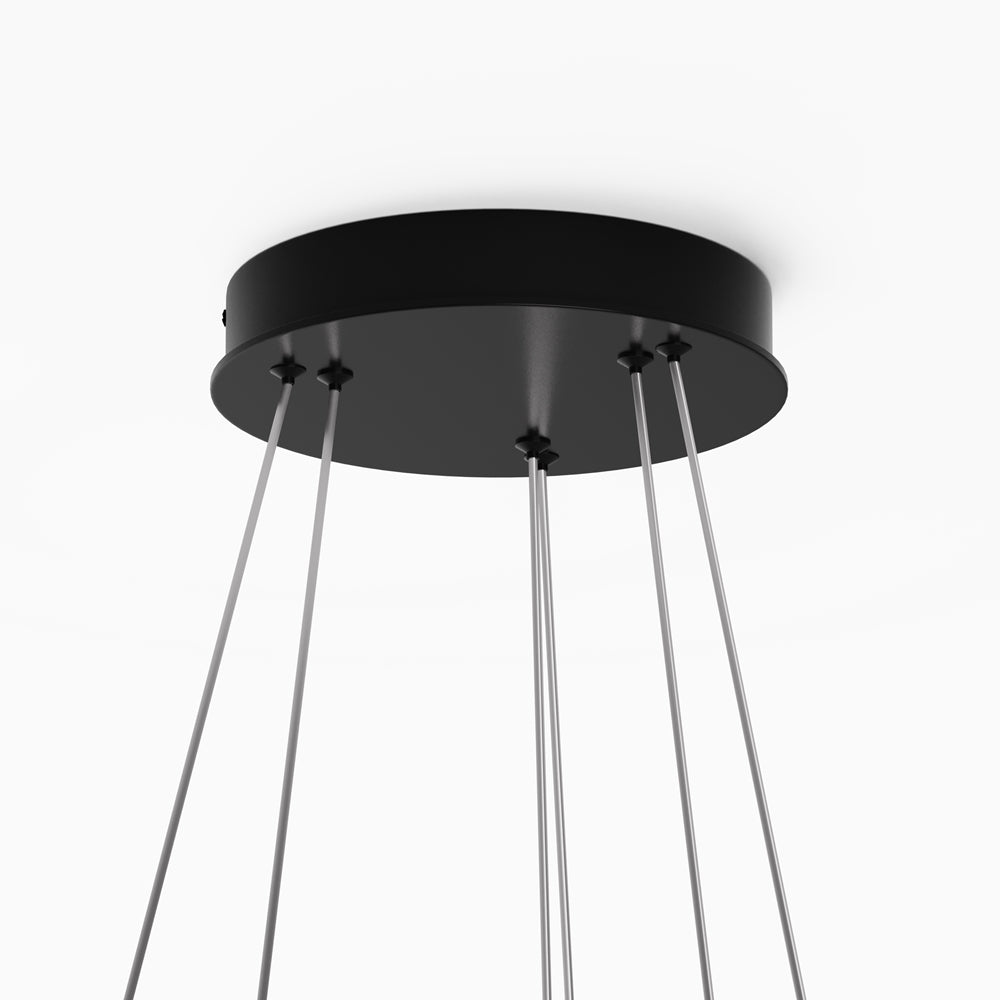 Suspension à deux anneaux réglable au-dessus d'une table à manger ronde