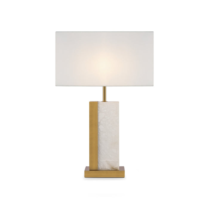 Lampe de chevet albâtre et laiton Bianco sur une console d'entrée