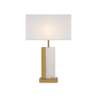 Lampe de chevet albâtre rectangulaire avec abat-jour en tissu blanc