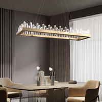 Lustre Rectangulaire Cristal Doré vue d'ensemble