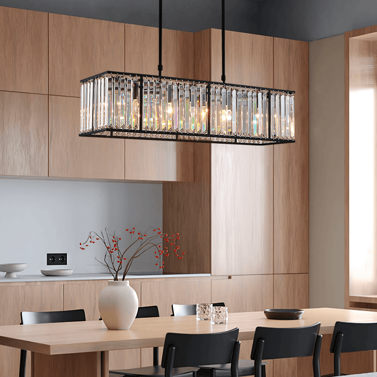 Lustre Rectangulaire Cristal Noir