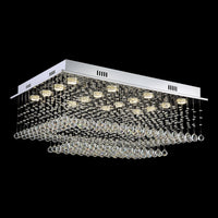 Lustre Rectangulaire Cristal Salon allumé ambiance