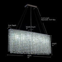 Lustre Rectangulaire Cristal Argenté Salle à Manger salle à manger