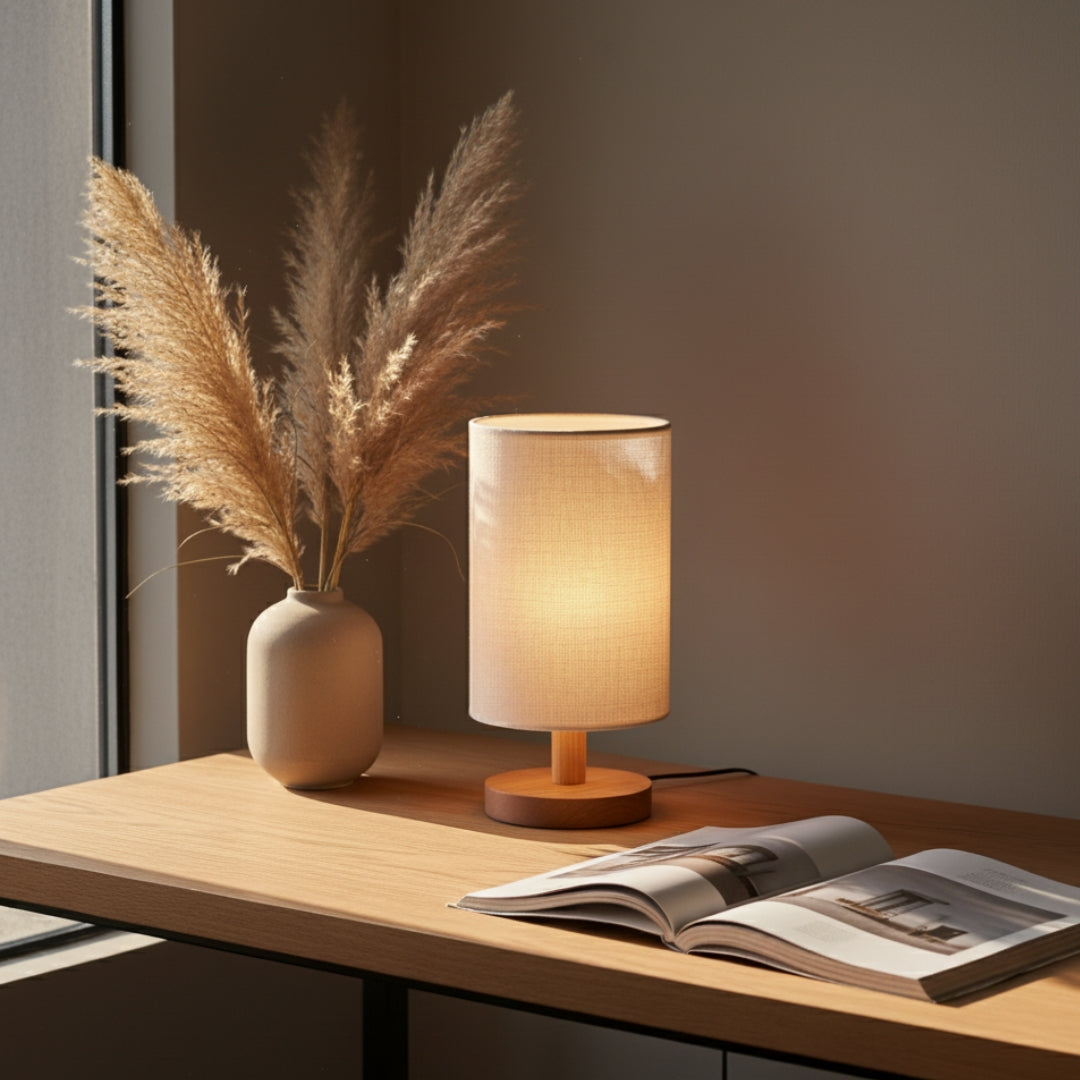 Lampe De Chevet En Lin maison-lampe-de-chevet