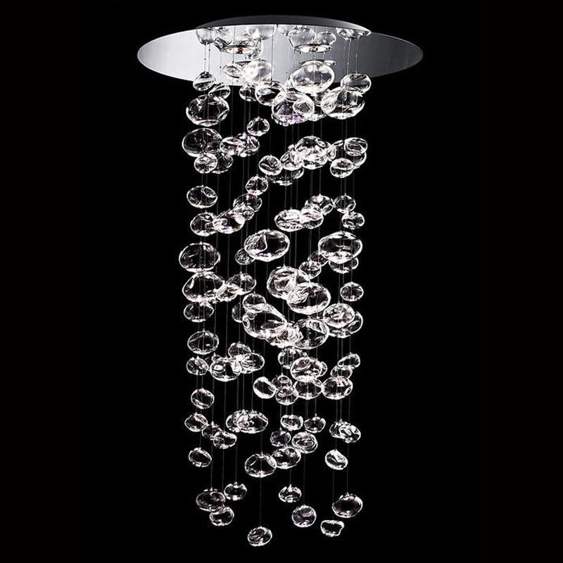 Lustre Verre Bulles Base Ronde pour Salle à Manger