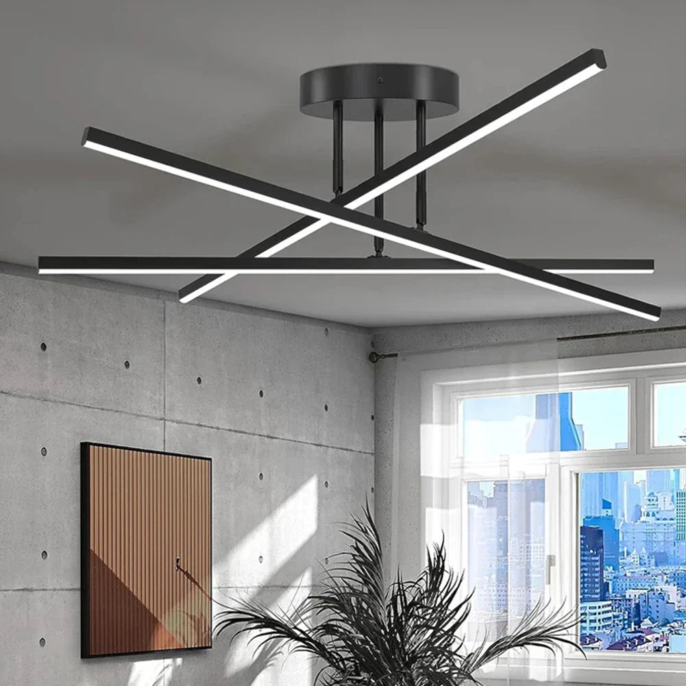 LUXLINE – Plafonnier LED Doré à Barres Croisées Minimaliste