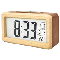 WOODSENSE - Réveil Numérique en Bois Massif avec Thermomètre et Calendrier Lumio™