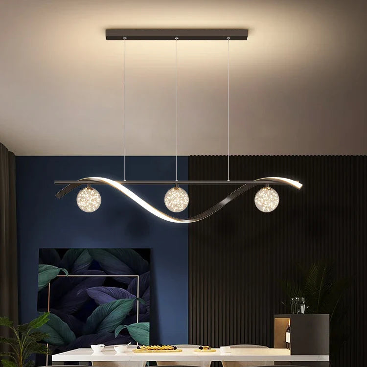 ONIA – Suspension LED Ondulée avec Sphères en Cristal Lumio™