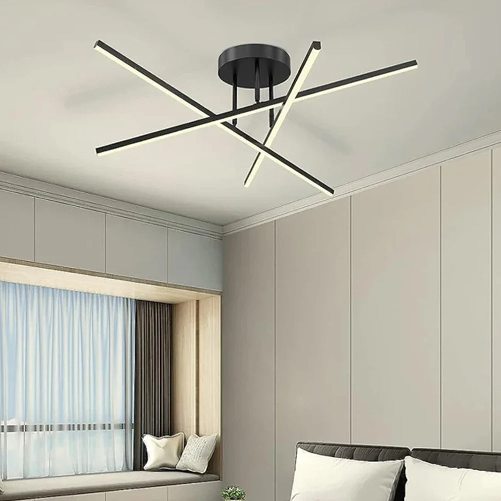 LUXLINE – Plafonnier LED Doré à Barres Croisées Minimaliste