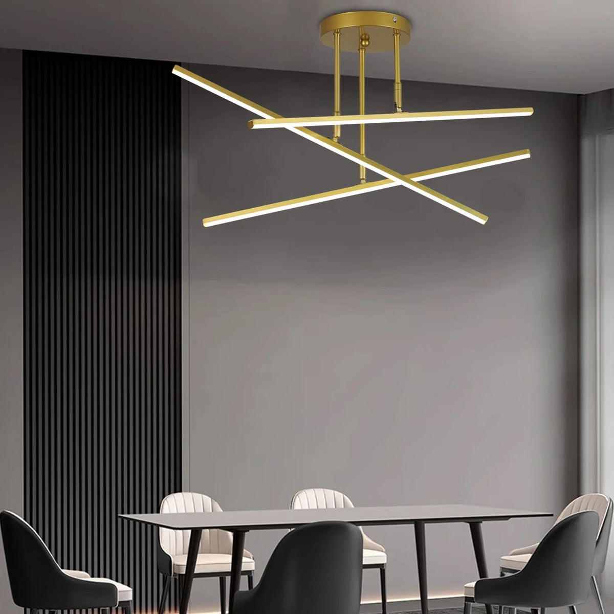 LUXLINE – Plafonnier LED Doré à Barres Croisées Minimaliste