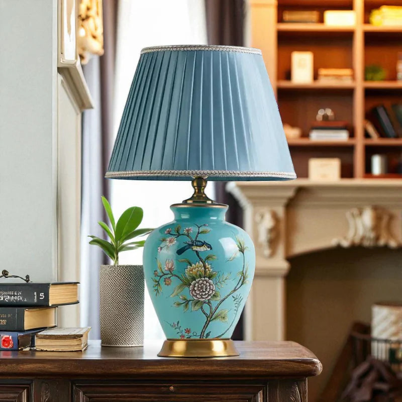 Lampe De Chevet Céramique Bleu maison-lampe-de-chevet