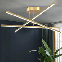 LUXLINE – Plafonnier LED Doré à Barres Croisées Minimaliste