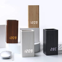 REVION - Réveil LED en Bois avec Porte-Stylo Intégré Lumio™