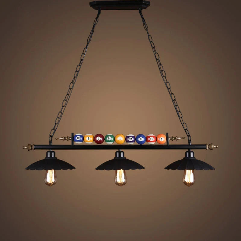 Lustre Billard Industriel en Verre et Métal Noir