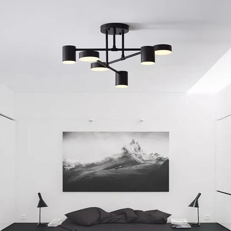 LUMISTEEL 6 – Plafonnier LED Industriel Noir à 6 Spots Orientables Lumio™