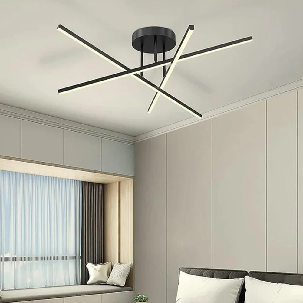 LUXLINE – Plafonnier LED Doré à Barres Croisées Minimaliste