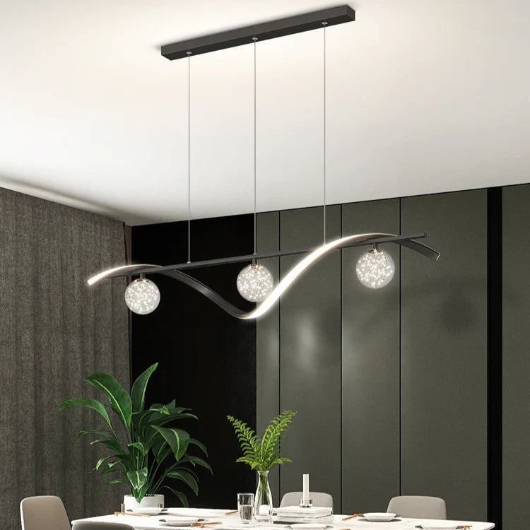 ONIA – Suspension LED Ondulée avec Sphères en Cristal Lumio™