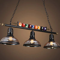 Lustre Billard Industriel en Verre et Métal Noir
