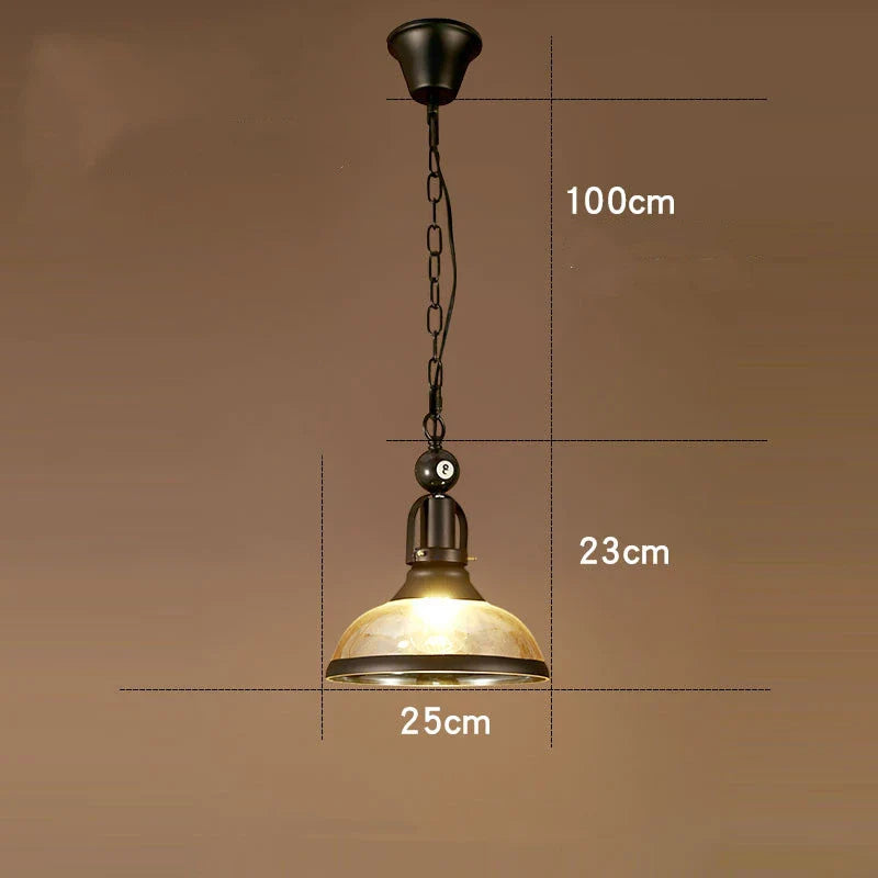 Lustre Billard Industriel en Verre et Métal Noir