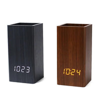 REVION - Réveil LED en Bois avec Porte-Stylo Intégré Lumio™