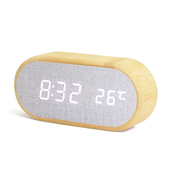 SYLA | Réveil LED en Bambou avec Température & Commande Sonore