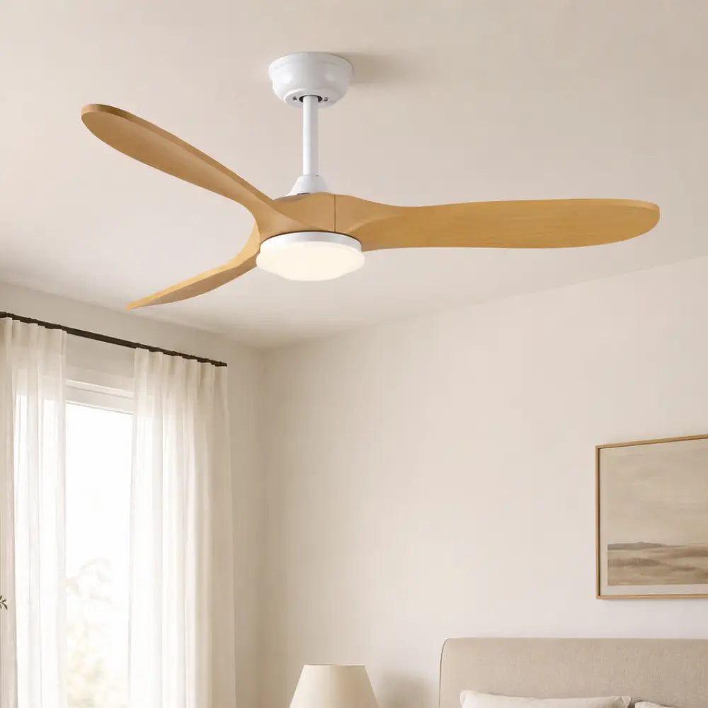 Plafonnier Ventilateur Silencieux Bois Naturel Vintage LED