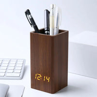 REVION - Réveil LED en Bois avec Porte-Stylo Intégré Lumio™
