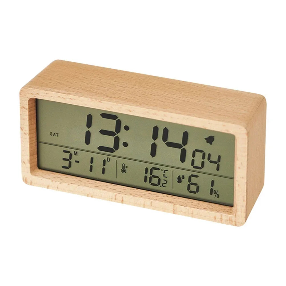 ZENOBOIS - Réveil Numérique En Bois Avec Thermomètre