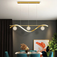 ONIA – Suspension LED Ondulée avec Sphères en Cristal Lumio™