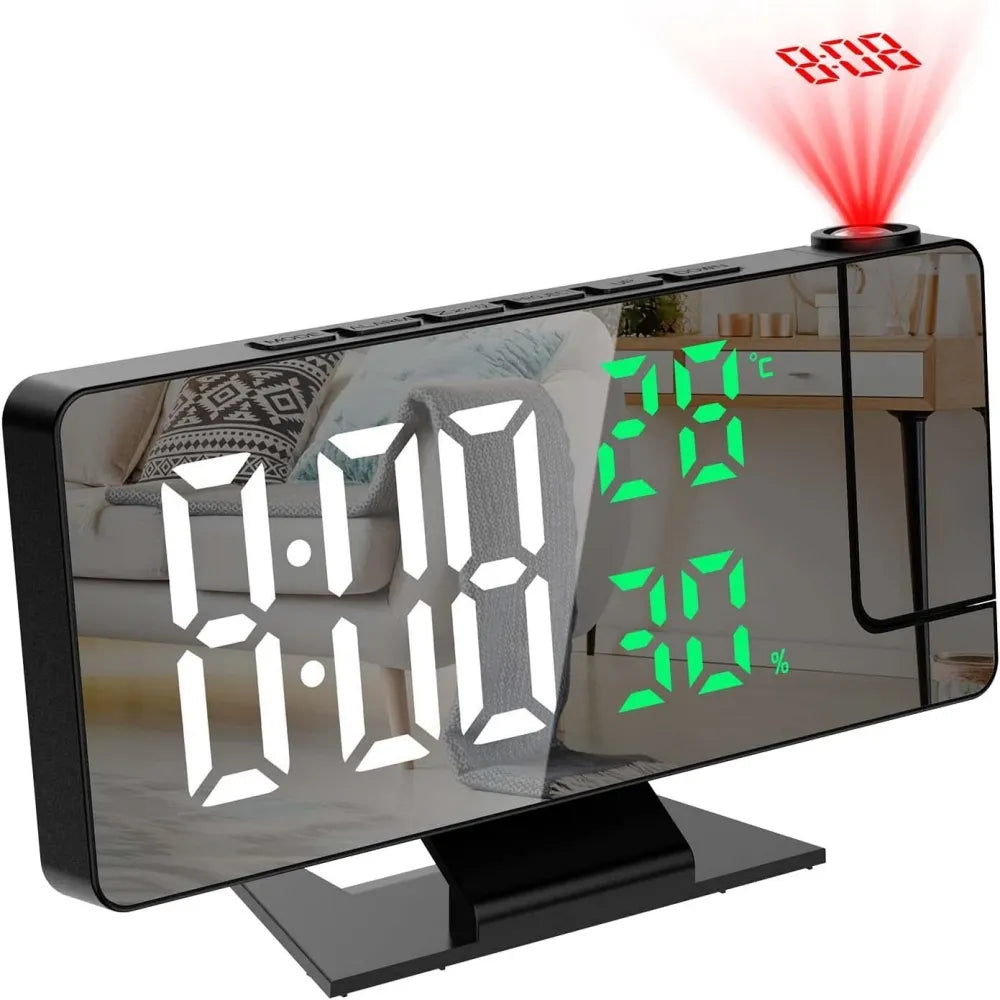 LUMETRA – Réveil Projecteur 180° avec Température et Humidité Lumio™