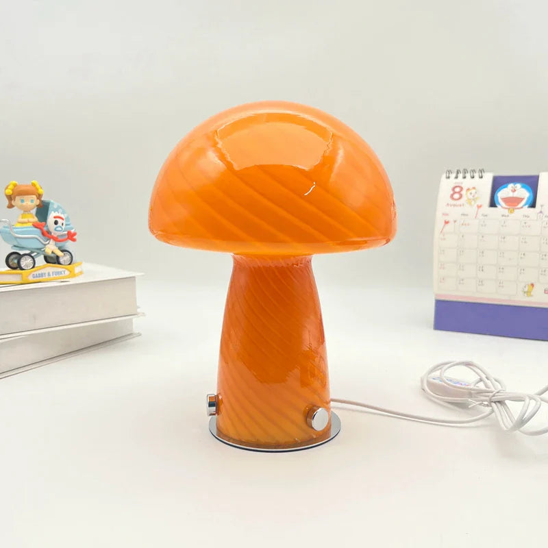 Lampe de Chevet Champignon en Verre