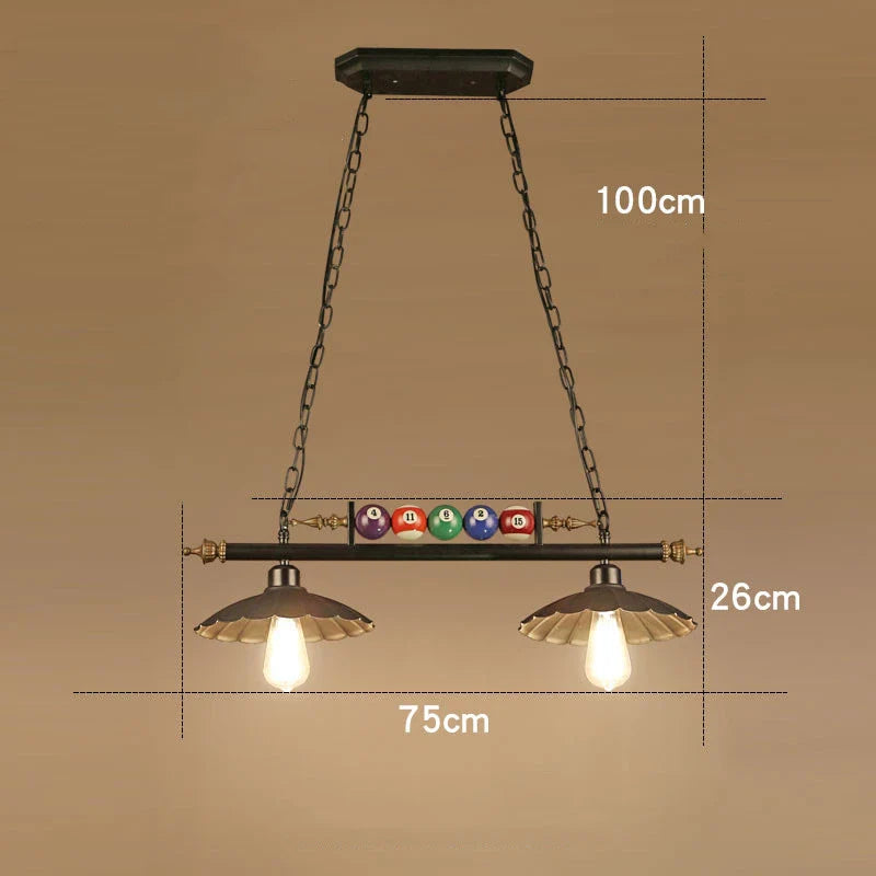 Lustre Billard Industriel en Verre et Métal Noir