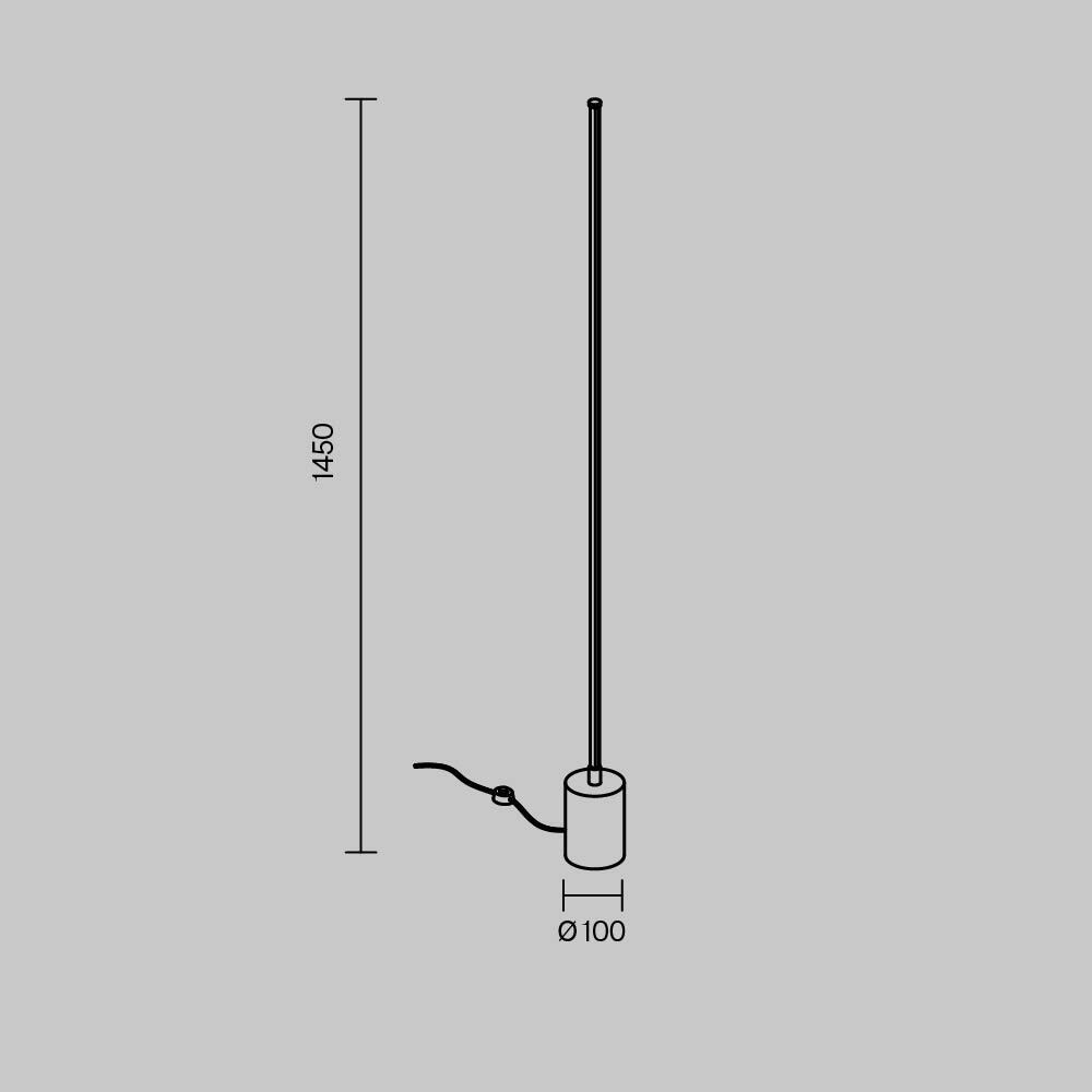 Lampadaire LED tube noir placé dans un bureau design minimaliste