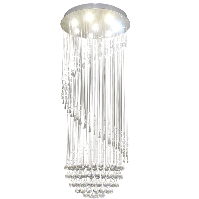 Lustre Spirale en Cristal Moderne pour Escalier