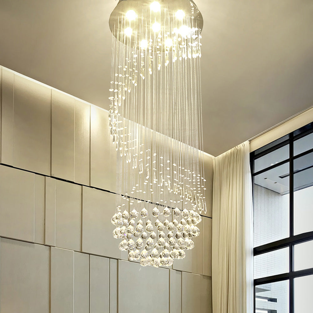 Lustre Spirale en Cristal Moderne pour Escalier