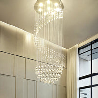 Lustre Spirale en Cristal Moderne pour Escalier