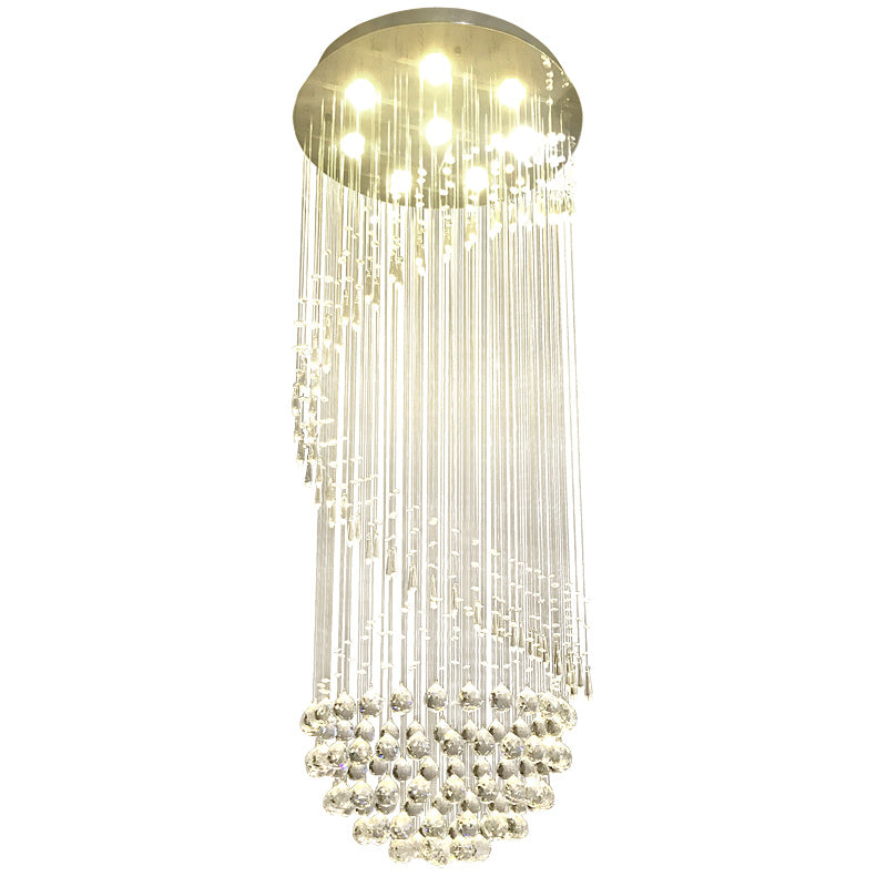 Lustre Spirale en Cristal Moderne pour Escalier