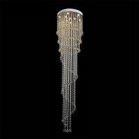 Lustre Spirale Pluie de Cristal Chrome pour Escalier