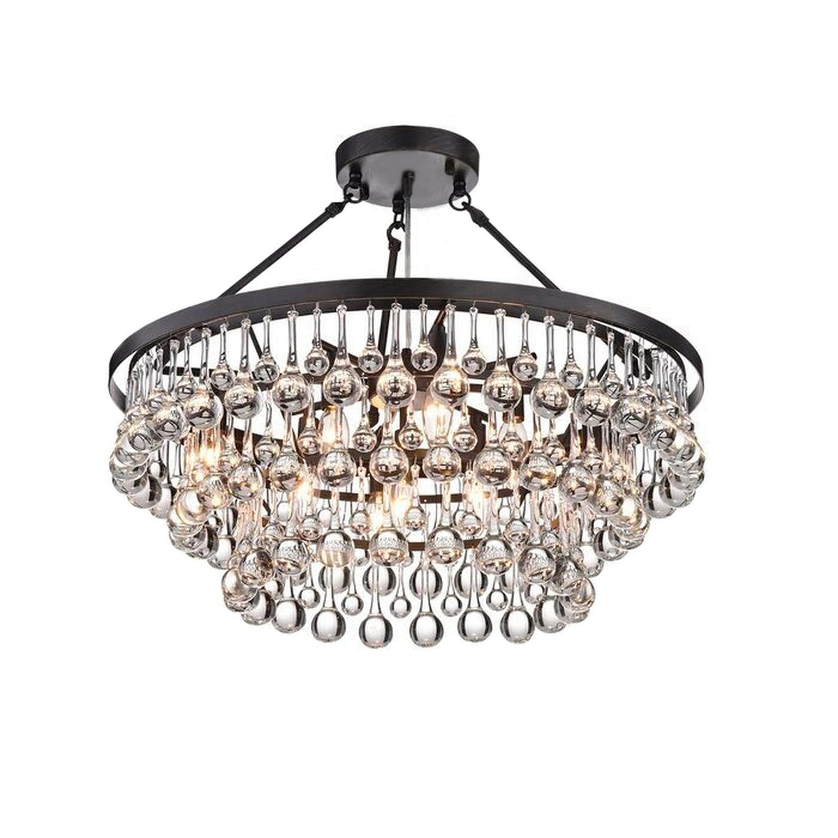 Lustre Rond Cristal Salle à Manger 6 Lumières design