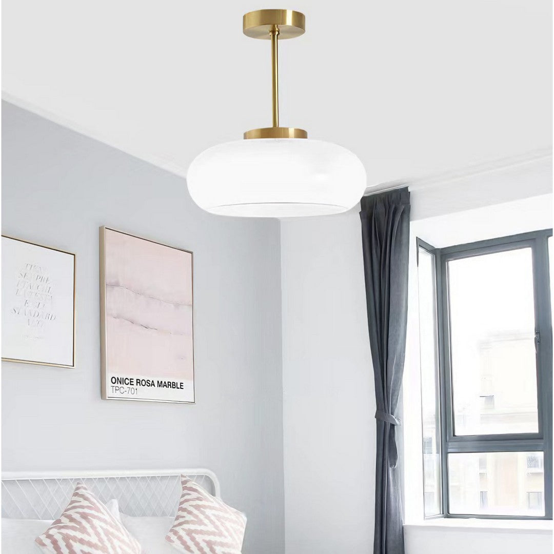 KYRO - Plafonnier Rond Moderne, Métal/Verre, Orange/Blanc. Cozy