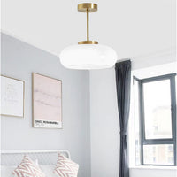 KYRO - Plafonnier Rond Moderne, Métal/Verre, Orange/Blanc. Cozy