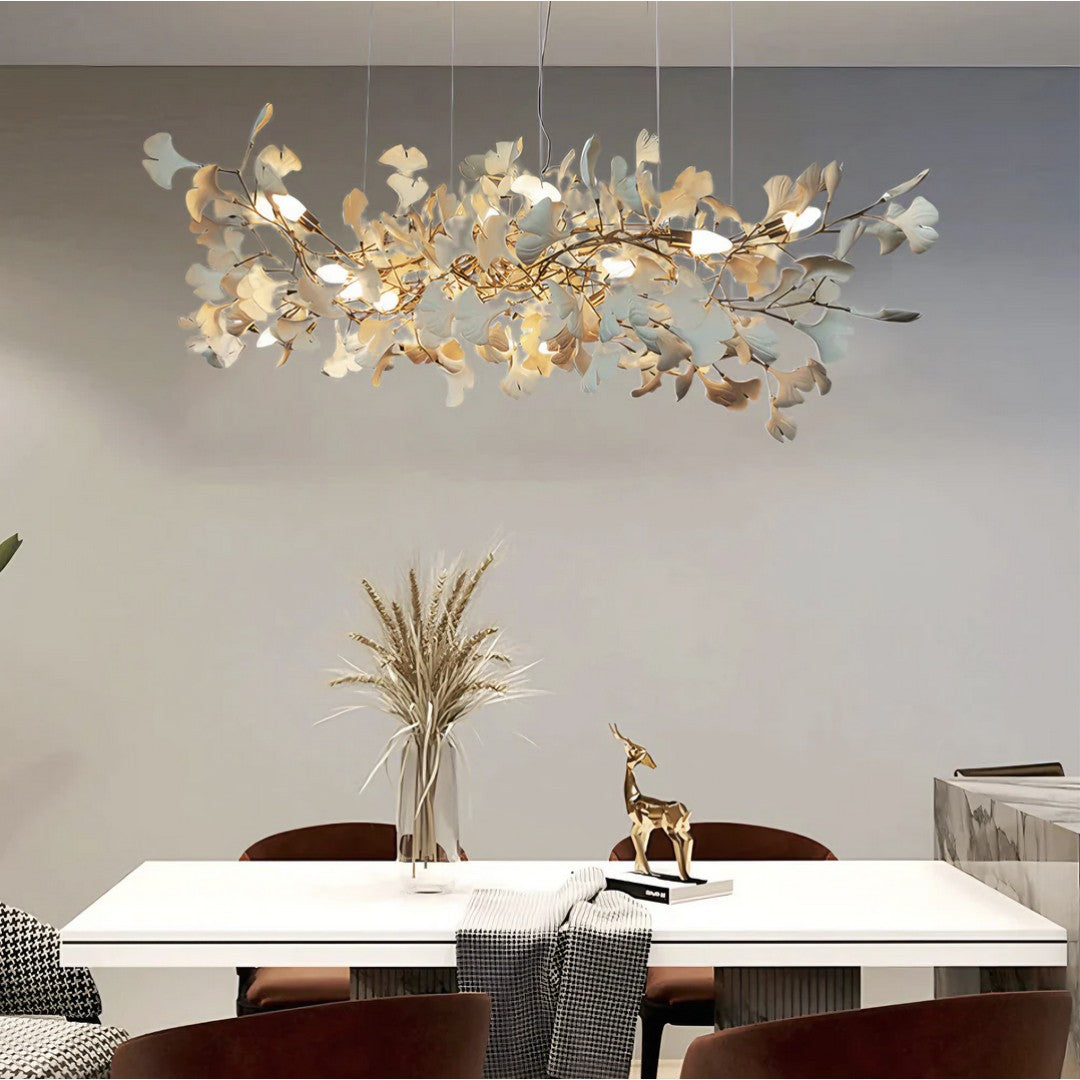 LIFIC – Suspension Feuilles en Céramique et Métal Doré Lumio™