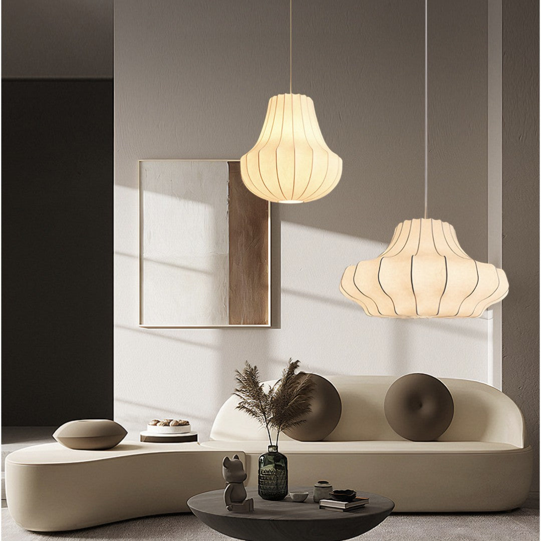 AYABI - Lustre Suspension Wabi Sabi en Soie Blanc Lumio™